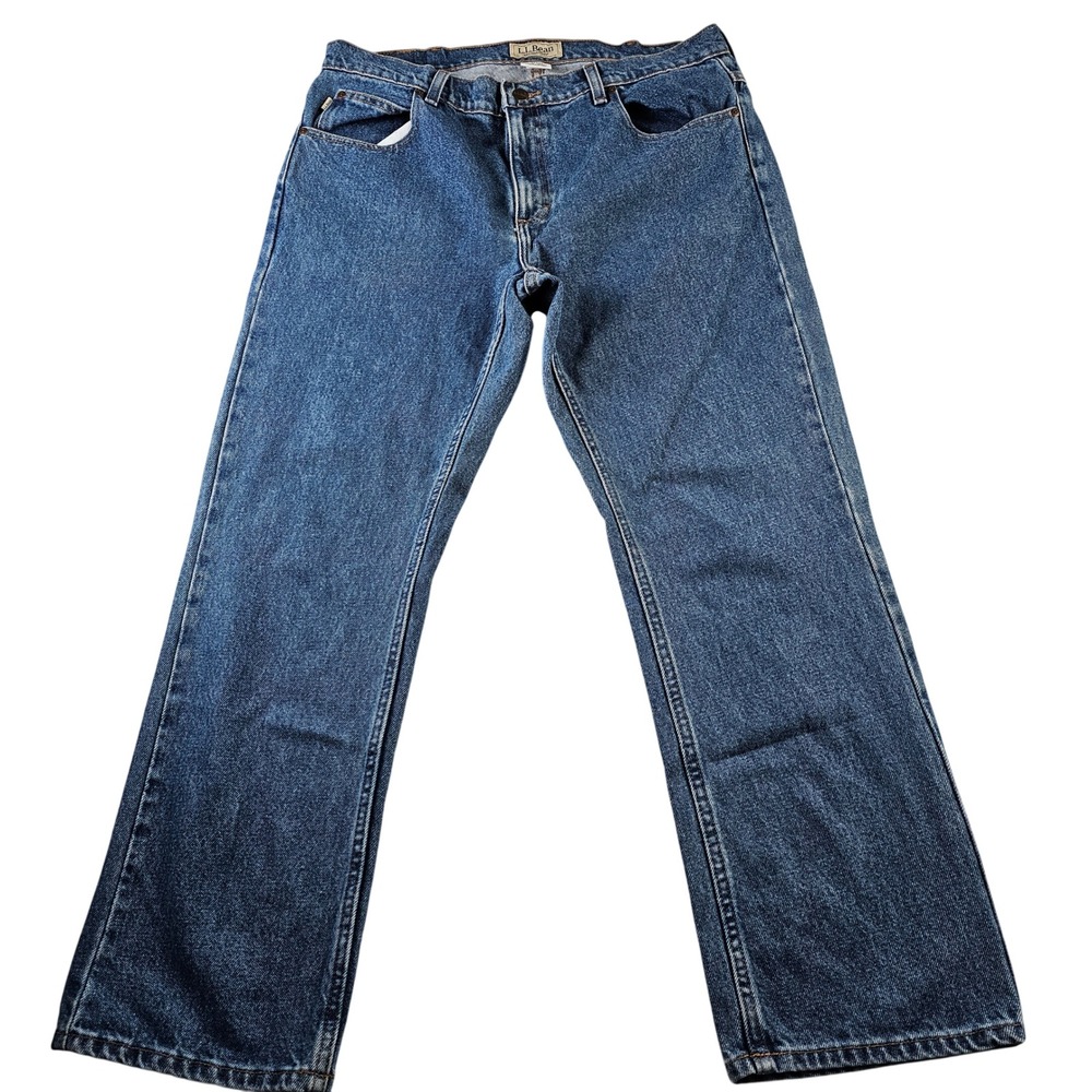 LLBean Denim Jeans Pant Men's 35×28 Blue Straight Leg Standard Fit